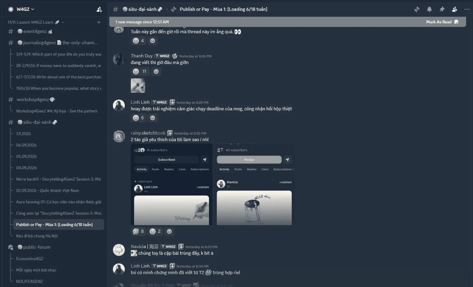 Một kênh trò chuyện trên server Discord W4GZ.