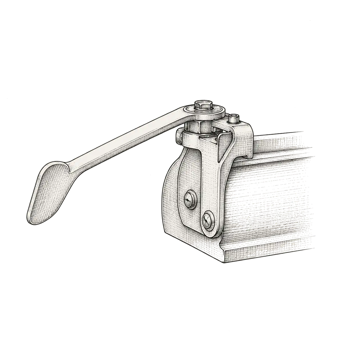 Cần đẩy carriage return, nhìn nghiêng